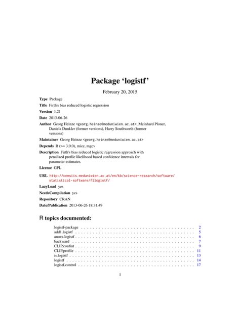 is there a pairwise test for logistf package|CRAN: Package logistf .